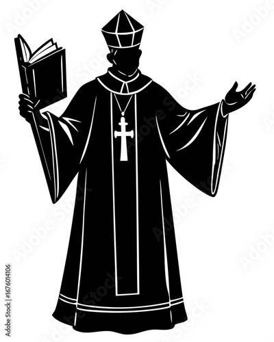 Bishop Preaching Silhouette Art
