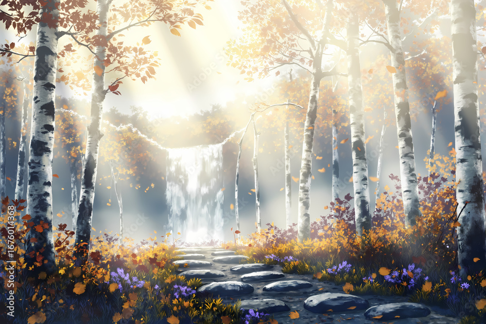Fototapeta premium Misty Dawn in the Autumn Forest