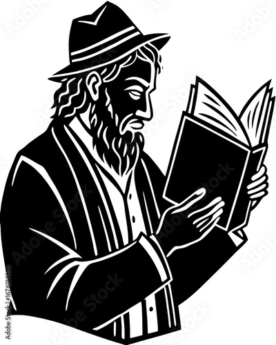 Jewish Scholar Reading Silhouette