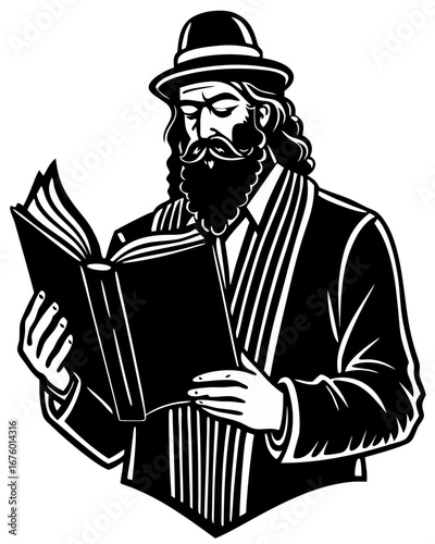 Jewish Scholar Reading Silhouette
