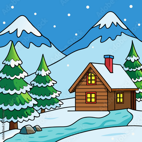 Charming suburban street scene with quaint houses and white picket fence vector illustration