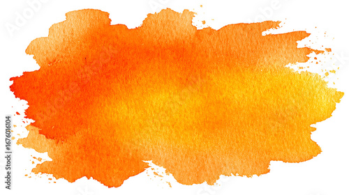 Abstract orange watercolor wash paint splash