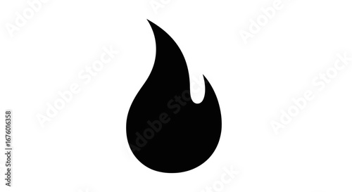 Simple Black Flame Icon on White Background.