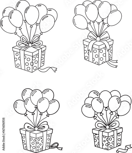 Set of gift boxes with bows and ribbons vector illustration for holiday celebration