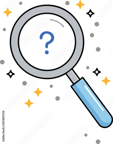 Magnifying glass with question mark for search and inquiry