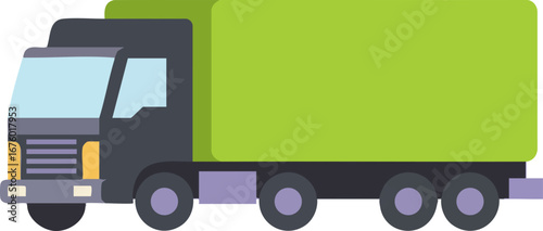 Modern green box truck vector delivery and logistics concept icon