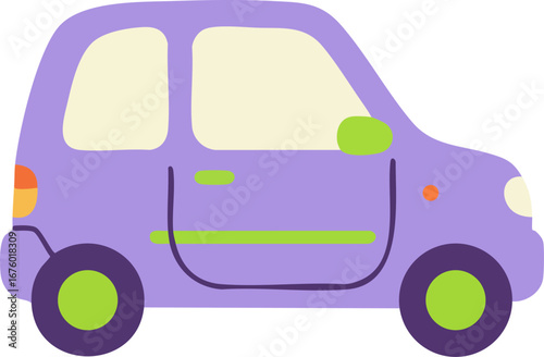 Small purple car flat design vector illustration side view