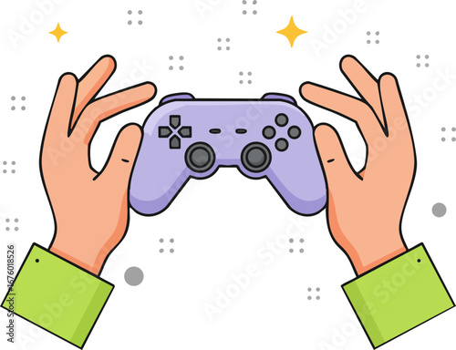 Hands Holding Game Controller for Video Gaming and Entertainment