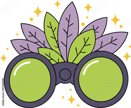 Nature Binoculars Leafy Foliage Exploration Green Icon