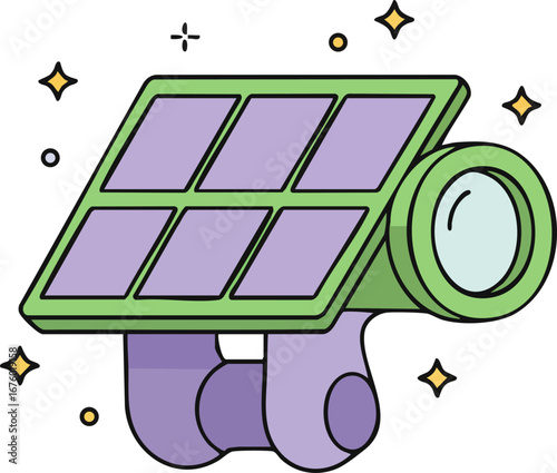 Solar Panel Monocular Renewable Energy Sunlight Observation Icon