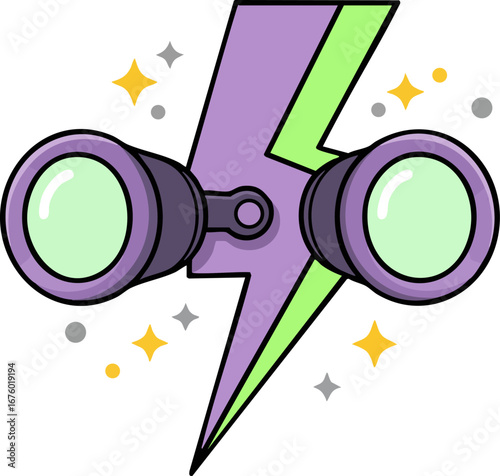 Lightning Bolt Binoculars Storm Weather Electricity Icon