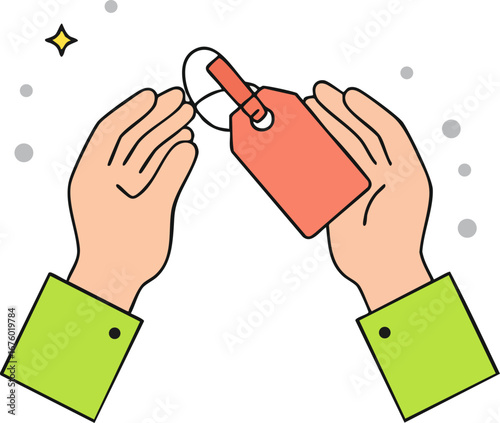 Hands Holding Price Tag Shopping Discount Sale Vector