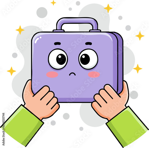 Business and Work Stress with Sad Briefcase Icon