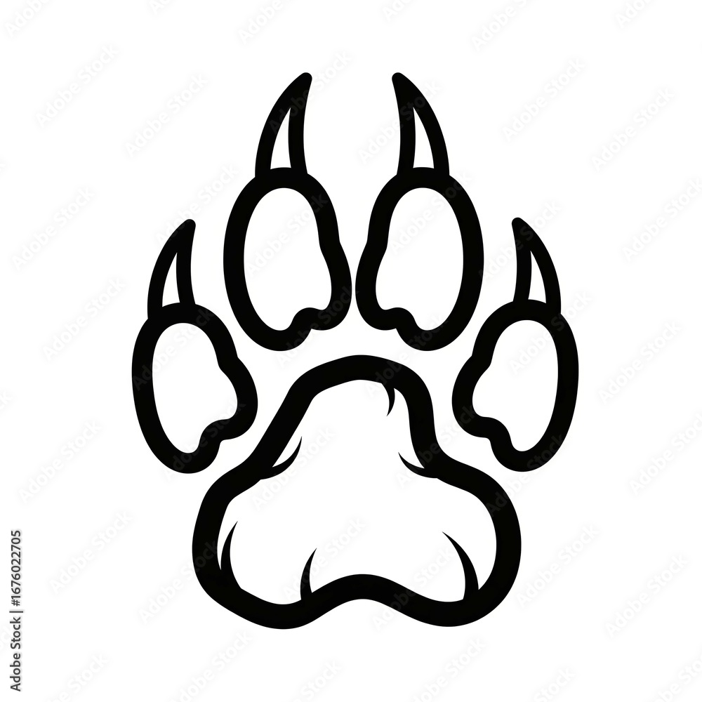 Obraz premium Bold black paw print symbol representing animal, wildlife, or mascot identity