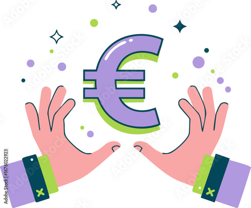 Hands holding Euro currency symbol for international finance