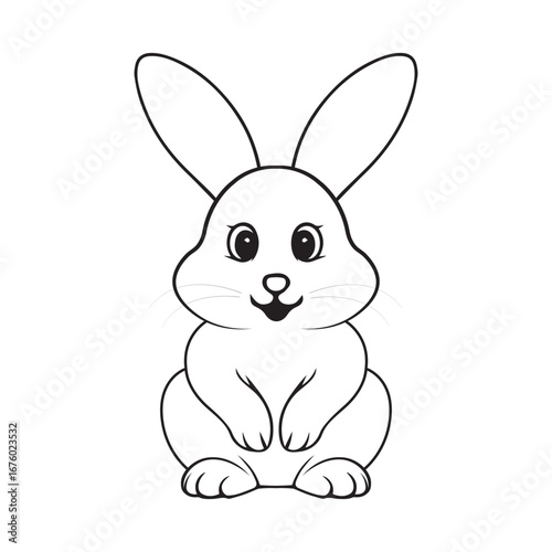 Cute rabbit coloring book free vector