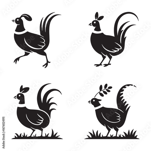 Collection of diverse peasant figures in a striking silhouette style