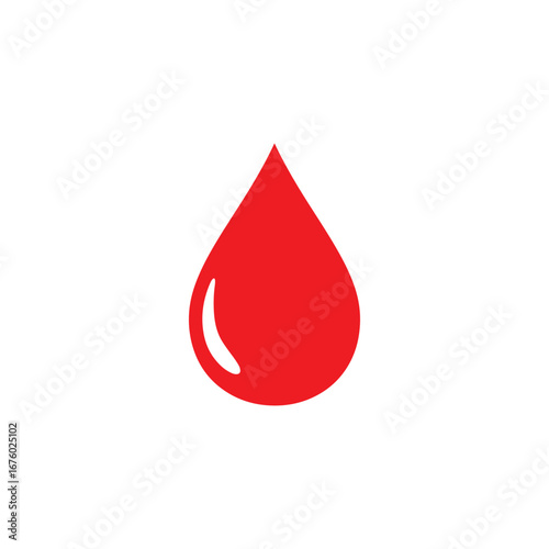 Red blood drop silhouette vector flat illustration design.