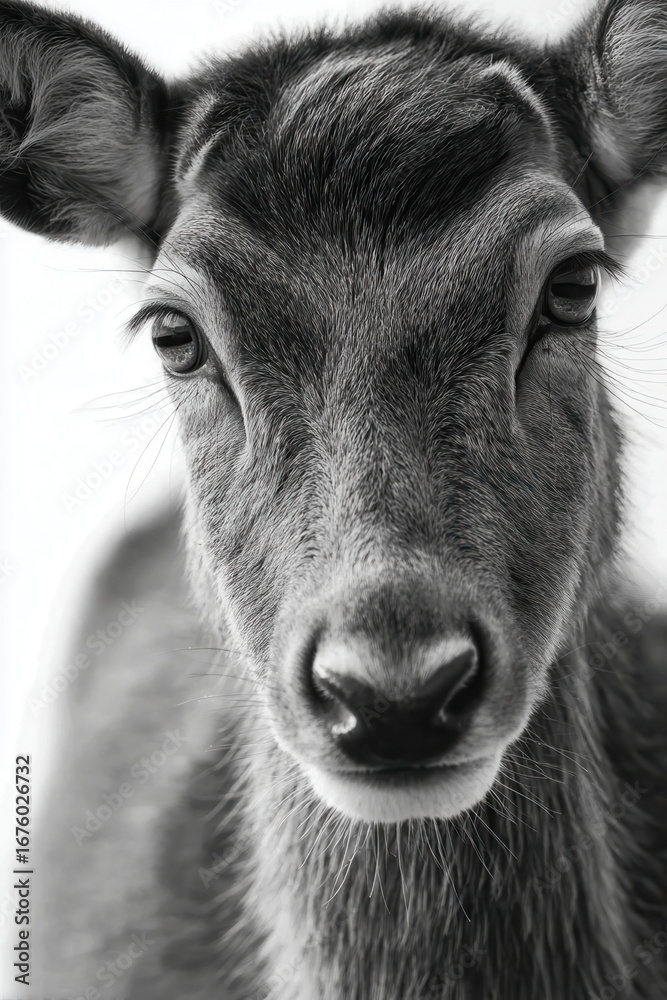 Obraz premium photorealistic ultraminimalist portrait of animal captured in closeup centers on clean white backdrop