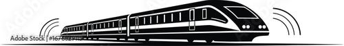 Illustration of a modern train on the tracks, symbolizing efficient public transportation isolated on white background