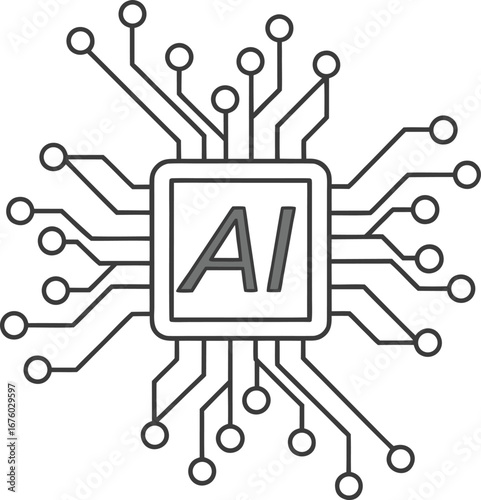 ai microchip icon representing artificial intelligence and circuits