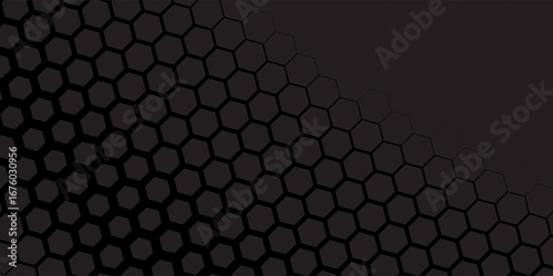 Abstract luxury dark hexagons background. Futuristic technology concept. 3D Vector Technological Hexagonal Blocks Dark Gray Abstract Background. 3D Vector Dark Background. Modern
