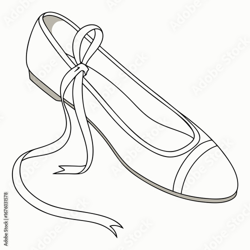 Elegant ballet flat shoe with a ribbon tied in a bow