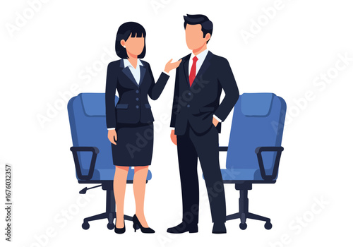 Business woman giving advice to a male colleague