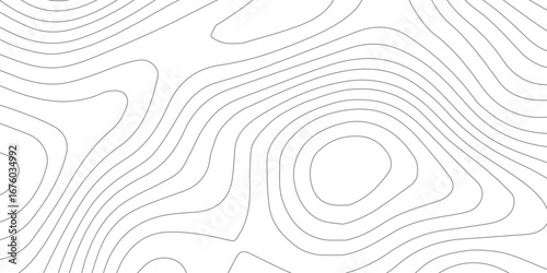 Abstract seamless topographic map design, black surface with white contour lines, stylized mountain heights, detailed geographic relief, elevation levels, and textured paper effect.