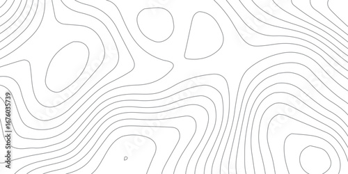 Black seamless pattern with white topographic lines, stylized abstract mountain relief, geographic map elevations, contour detail, and paper-textured background effect.