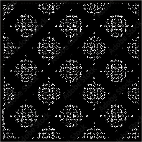 dot ornament.
white dots, dash, blank, dot art, point, period, pattern, monochrome, dotted, spots, black, background, duotone, backdrop, dark, art, design, texture, template, abstract background, shap