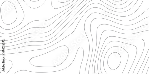 Seamless topographic map abstract design with white contour lines on black, showing mountain heights, stylized relief, geographic detail, and subtle paper texture.