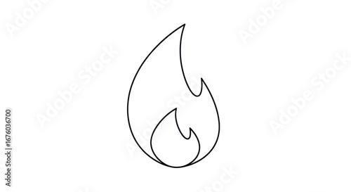 Simple Flame Outline Icon, Minimalist Fire Symbol Design.