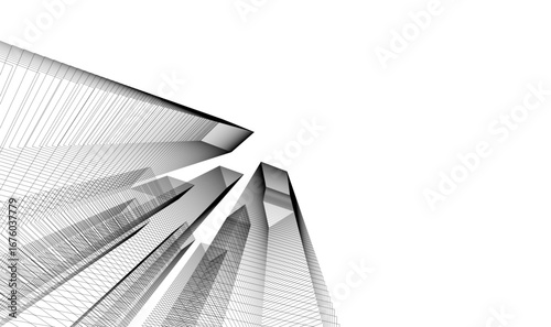 Architectural building vector 3d illustration 