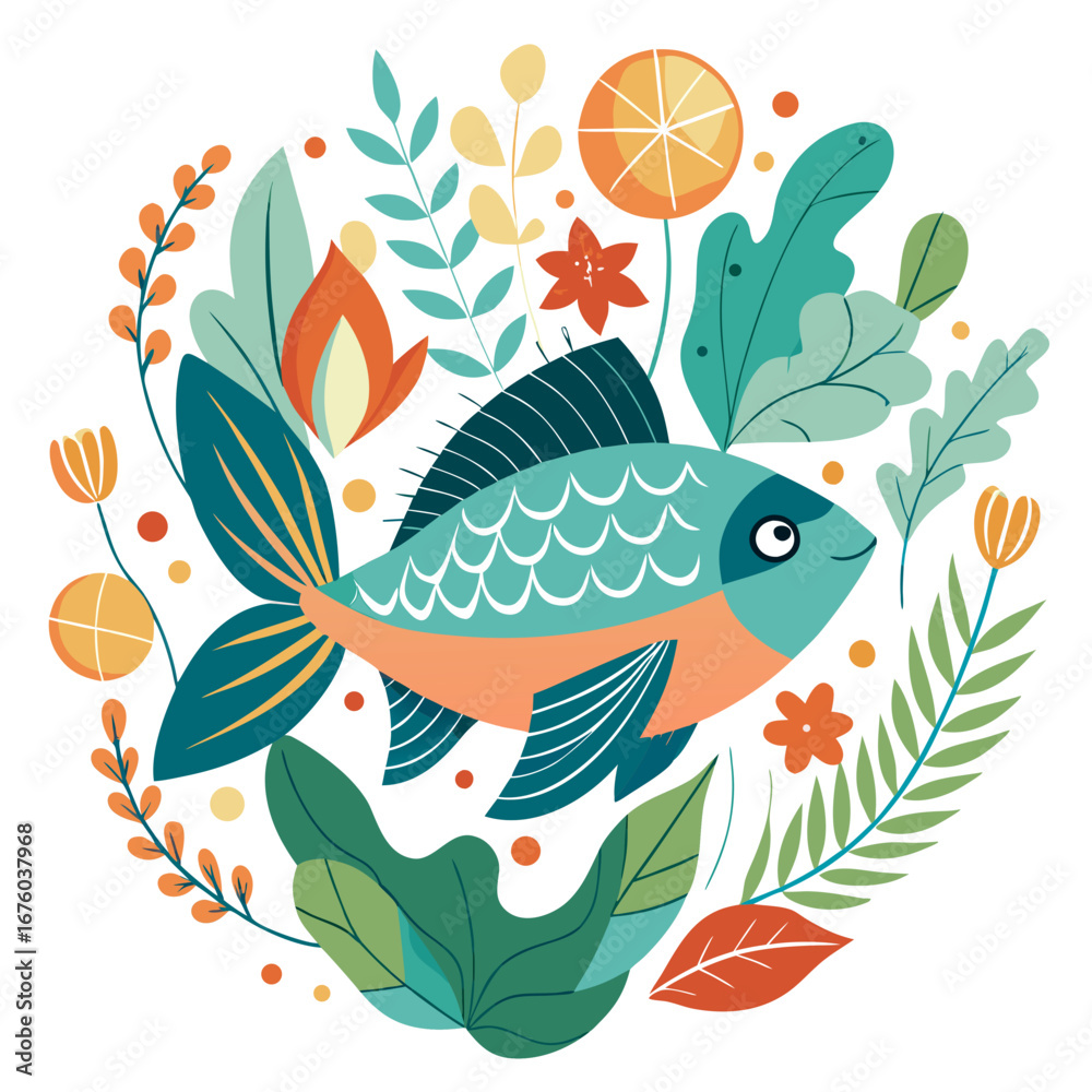 Fototapeta premium fish and flowers