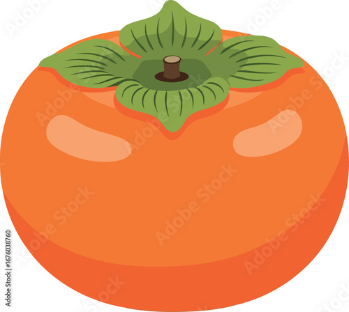 Vibrant orange persimmon fruit fresh ripe healthy food sweet autumn harvest vector