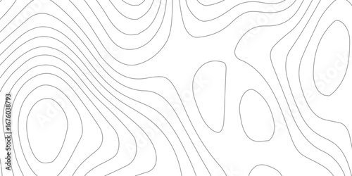 Seamless topographic map abstract design with white contour lines on black, showing mountain heights, stylized relief, geographic detail, and subtle paper texture.