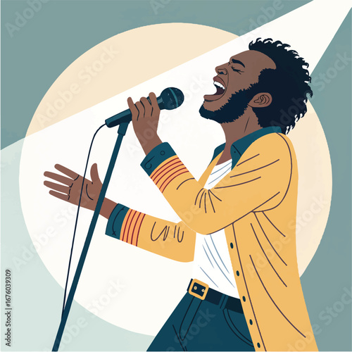 Talented Singer Performing Under Spotlight on Stage