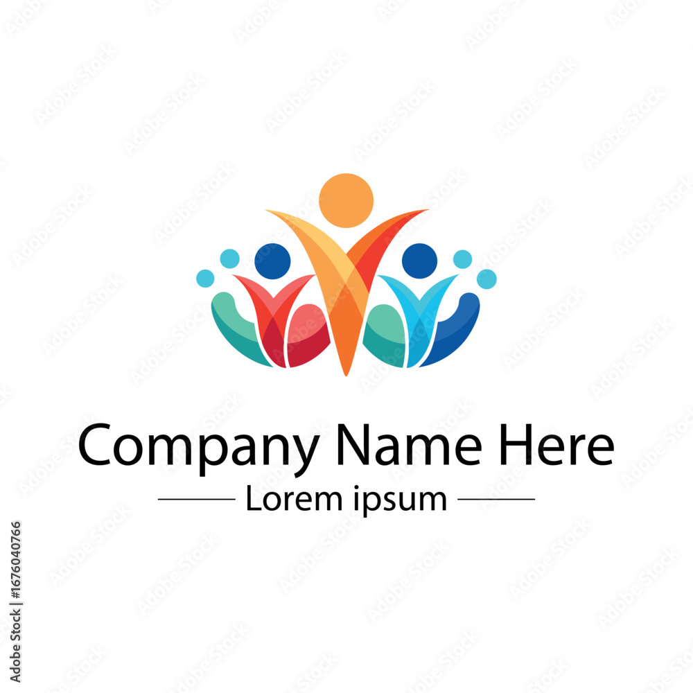 Fototapeta premium Minimalist Family Logo – Abstract Parents and Child Vector Design