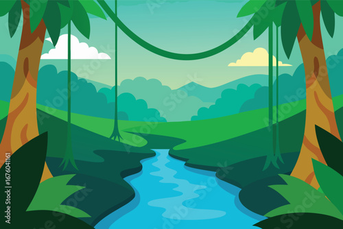 tropical landscape with palm trees