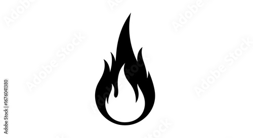 Stylized Black Silhouette of a Flame Icon.