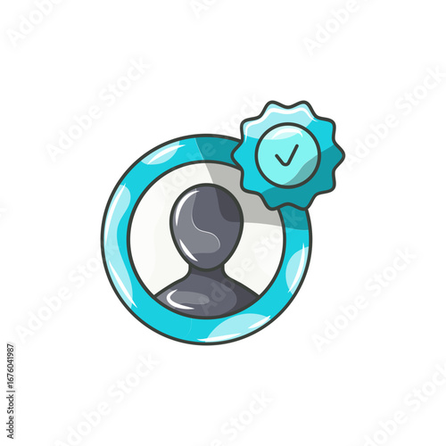 User Check Icon, Verification Outline for Account UI