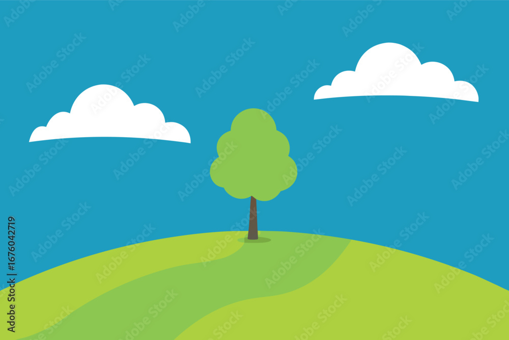 Fototapeta premium landscape with trees and clouds