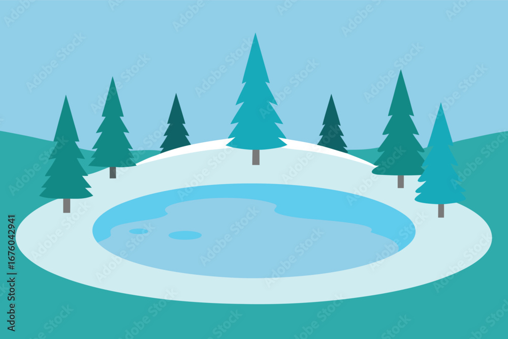 Fototapeta premium vector illustration of a winter landscape
