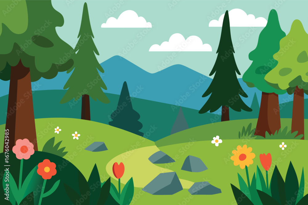 Fototapeta premium summer landscape with forest