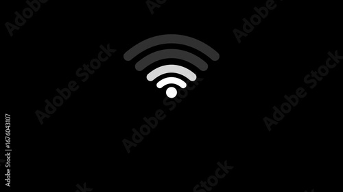 animated wifi internet network icon on black background. wi-fi network icon 4k ..