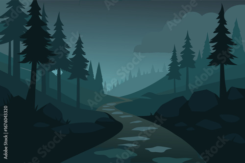night forest landscape
