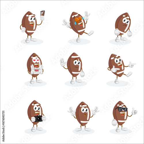 Football Mascot Cartoon Characters in Different Poses and Expressions