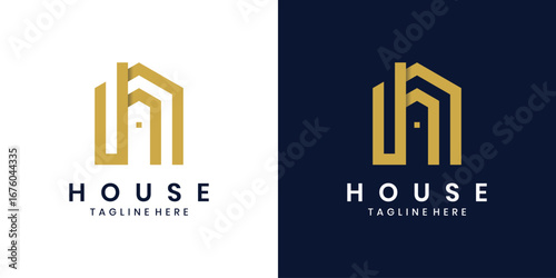 Real estate house logo design, minimalist building icon
