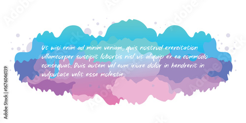Abstract. Watercolor. Cloud. A colorful vector paint splash background in the shape of a cloud for a social media post, a quote graphic, a website banner, or a creative text template.